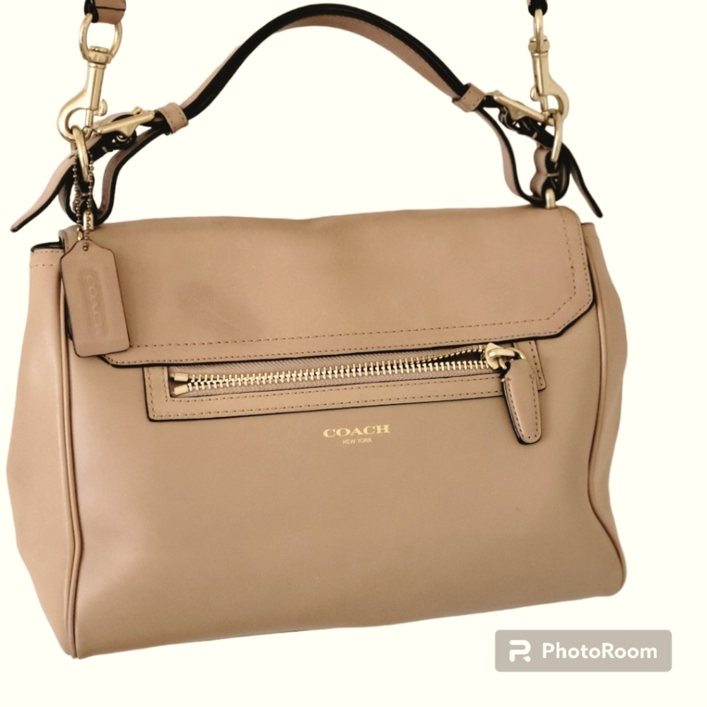 Coach Tan Crossbody Bag with Modern Minimalist Design
